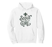 Scout Like A Girl Fleur De Lis BSA Cub Scouts Typography Felpa con Cappuccio