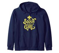 Scout Like A Girl Fleur De Lis BSA Cub Scouts Typography Felpa con Cappuccio