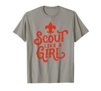 Scout Like A Girl Fleur De Lis BSA Cub Scouts Typography Maglietta