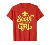 Scout Like A Girl Fleur De Lis BSA Cub Scouts Typography Maglietta