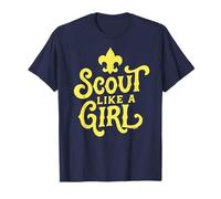 Scout Like A Girl Fleur De Lis BSA Cub Scouts Typography Maglietta