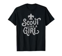 Scout Like A Girl Fleur De Lis BSA Cub Scouts Typography Maglietta