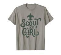 Scout Like A Girl Fleur De Lis BSA Cub Scouts Typography Maglietta