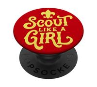 Scout Like A Girl Fleur De Lis BSA Cub Scouts Typography PopSockets PopGrip Adesivo
