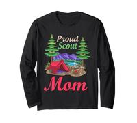 Scout Mom Proud Parent - Equipaggio di Supporto per Le Truppe da Campeggio Maglia a Manica