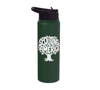 Scouting America Distressed Nature Tree Typography Graphic Stainless Steel Insulated Water Bottle