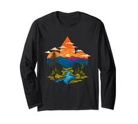 Scouting Artistic Fleur De Lis Mountains Outdoor Art Maglia a Manica