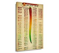 Scoville Scale Poster Art Pepper Wall Art Chart Stampa incorniciata Tela Diagramma alimentare Pittura Conoscenza Foto Decorazioni Peperoni Classificato Cucina Vintage Scoville Unità di calore