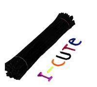 Scovolini Ciniglia 100 pezzi steli di ciniglia scovolini for bambini peluche bastone giocattoli educativi for materiali artistici fatti a mano forniture artigianali fai da te(Black)