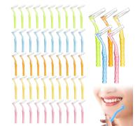 Scovolini Interdentali a Forma di L - Set da 50 in 5 Misure (0,6-1,5 mm) - Pulizia Profonda e Delicata - Manico Antiscivolo, Coperchio Igienico - Per Ortodonzia, Impianti, Gengive Sensibili