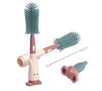 Scovolino Biberon Alyvisun [3 in 1] in silicone con spazzola per capezzoli per cannucce, spazzola per biberon [non graffiante]conservazione verticale,rossa