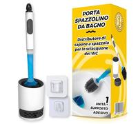 Scovolino Dispenser WC - Scopino Bagno Con Dispenser Di Detersivo- Scopino WC Silicone con Supporto Adesivo E Vassoio Raccoglitore