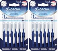Scovolino Interdentale Emoform Blu 6 Pz. con Tecnologia SoftCare per un Contatto Extra Delicato sulle Gengive grazie alle Setole Morbide - Impugnatura Antiscivolo con Cappuccio per l'igiene Orale