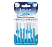 Scovolino Interdentale Emoform Celesete 6 Pz. con Tecnologia SoftCare per un Contatto Extra Delicato sulle Gengive grazie alle Setole Morbide - Impugnatura Antiscivolo con Cappuccio per l'igiene Orale
