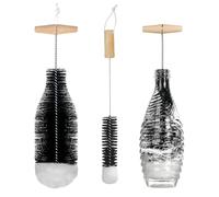 Scovolino per borraccia, set 2 pezzi, spazzola per bottiglie in nylon, fibra ecologica e acciaio inossidabile, 35cm e 34cm, per bottiglie Sodastream, borracce, bottiglie di vetro, FHISKUNYU