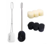 Scovolino per bottiglie con testa in spugna morbida e manico ergonomico per la pulizia di bicchieri da vino e whisky, 3 testine di spugna di ricambio (4)