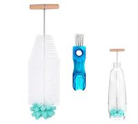 scovolino per bottiglie set 2 pezzi spazzola lunga 325x90mm e mini spazzolino 145x25mm per bottiglie vetro plastica latte soda pulizia profonda flessibile resistente riutilizzabile