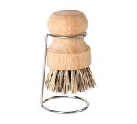 Scovolino Per Piatti, Setola Sgombro Pulitore con Manico in Legno e Rastrelliera di Scarico, Scrubber Per Stoviglie Con Impugnatura Ergonomica, per Lavare Pentole Piastrelle Doccia Bagno Fughe