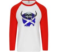 Scozia Bandiera Teschio Scozzese Biker Gotico Uomo L/S Baseball T-Shirt