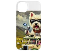 Scozia, Highlands, Westie, cartone animato illustrato Custodia per iPhone 14 Plus