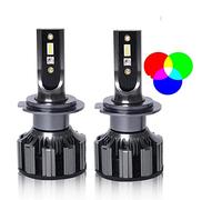 SCOZIA Lampadine per fari LED RGB, conversione fari Bluetooth RGB + LED abilitata per App, Kit di conversione fari IP68 Impermeabile, Installazione Rapida, Confezione da 2, H7