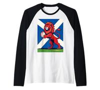 Scozia Lion Rampant afferrando Una Palla da Rugby Maglia con Maniche Raglan