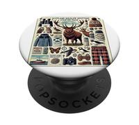 Scozzese, fauna selvatica, Scozia, Cartone animato Illustrated PopSockets PopGrip Adesivo