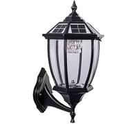 Scpantkend 2W LED Wall Sconces Lighting Garden Dimmable 2-Color Wall Lights, Outdoor Solar Courtyard Wall Lamp Fixture with Glass Lampshade European Style Waterproof IP65 Balcony, Black/Bronze(Black)