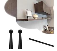 Scpantkend Customizable Aluminum Pole Kit for Hanging Shelf, Black Shelf Guard Rail 8-38 inch Long, Closet/Wine Cabinets Front Fence Decorative Round Rod(Brass-Style C,10in/25cm)