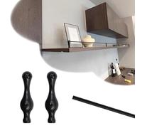 Scpantkend Customizable Aluminum Pole Kit for Hanging Shelf, Black Shelf Guard Rail 8-38 inch Long, Closet/Wine Cabinets Front Fence Decorative Round Rod(Brass-Style a,10in/25cm)
