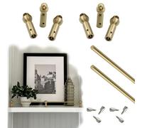 Scpantkend Gold Shelf Guard Rail Set with Posts & Screws, Dia 6 mm Solid Brass Rails for Shelves/Cabinet, Long Gallery Railing Bar, Prevent Items from Falling(Brass-2 Pcs Style B,22in/56cm)