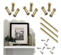 Scpantkend Gold Shelf Guard Rail Set with Posts & Screws, Dia 6 mm Solid Brass Rails for Shelves/Cabinet, Long Gallery Railing Bar, Prevent Items from Falling(Brass-3 Pcs Style a,24in/61cm)