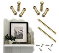 Scpantkend Gold Shelf Guard Rail Set with Posts & Screws, Dia 6 mm Solid Brass Rails for Shelves/Cabinet, Long Gallery Railing Bar, Prevent Items from Falling(Brass-2 Pcs Style a,20in/51cm)