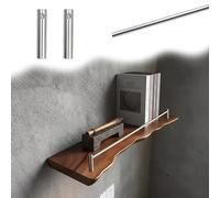 Scpantkend Tipping Gallery Rail Set for Floating Shelf, Aluminum Shelf Guard Rail Decorative 8 12 16 18 24 28 32 36 38 in, Cabinet Guardrail Bar with 2 Spindles(Silver B,13in/33cm)