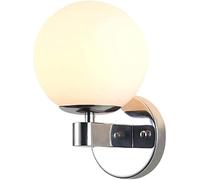 Scpantkend Wall Lamp with Glass Milky White Lampshade,E27 Simple Wall Sconce Lighting Fixture Modern Iron Decor Indoor for Living Room Bedroom Hallway Balcony Art Decoration(Chrome Color)