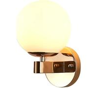 Scpantkend Wall Lamp with Glass Milky White Lampshade,E27 Simple Wall Sconce Lighting Fixture Modern Iron Decor Indoor for Living Room Bedroom Hallway Balcony Art Decoration(Gold)