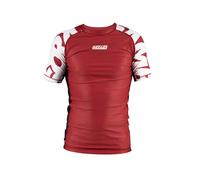 Scramble Uomo Baka Manica Corta Rash Guard Rosso Compressione Bjj Ju Jitsu No Gi