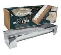 SCRAP COOKING 1936 - Stampo per tronchi in acciaio inox, misura XXL, regolabile da 28 a 45 cm, dessert di Natale fino a 18 commensali, con foglie rodoid, supporti e ricetta tronco pralinato nocciole,