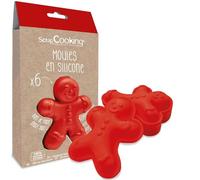 SCRAP COOKING 2911 - Set di 6 stampi in silicone, motivo: pupazzi di pan di zenzero, kit di pasticceria per torte natalizie zenzero, stampi singoli morbidi, adatti per forno e lavastoviglie