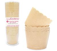 SCRAP COOKING - Set di 25 pirottini da forno per cupcake e muffin - Colore carta Kraft - Decorazioni Custodie Tazze per pasticceria - Tenuta in cottura al forno beige - 5079