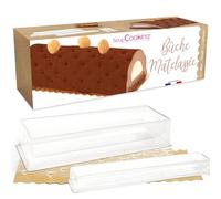 SCRAP COOKING Set Trapuntati, con Stampo e Inserto, Accessori per Pasticceria, Dessert di Natale, con ricetta Tronco 3 cioccolatini, Made in France, Bianco, 33 x 11,5 x 6 cm