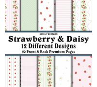 Scrapbook Paper - 20 Front and Back Premium Color Pages: Spring Strawberries and Daisies - Pastel Pink Green Yellow and Red with Stripes Plaid and Dots - 8.5"x8.5"