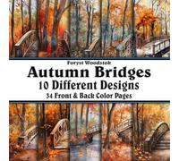 Scrapbook Paper - 34 Front and Back Full Color Sheets: Autumn Bridges - Fall Leaves Sparkling Water Pathways - 8.5"x8.5"