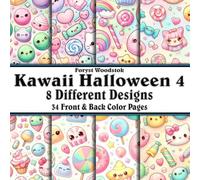 Scrapbook Paper - 34 Front and Back Full Color Sheets: Kawaii Halloween 4 - Pastel Kitty Cat Candy and Sweets - 8.5"x8.5"