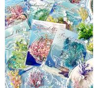 Scrapbooking Accessori Kit for Bullet Journal, 60 Pcs Scrapbooking Accessori Stickers Set, Oceans Scrapbooking Stickers for Scrapbook, Junk Journaling, Bullet Journal, Painting (Seaweed World)
