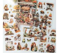 Scrapbooking Accessori Kit per Junk Journal,Journaling Adesivi per Scrapbooking per Scrapbook,Notebook,Mobili,DIY Craft,Album Fotografici,Buste,Cartoline(Autumn)