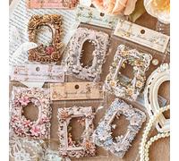 Scrapbooking Stickers Accessory 60Pz,Vintage Fiori Hollow Goffrato Collage Carta Photo Frame Scrapbook Bullet Journal Accessori per Decorazione Journaling Album Fai da Te