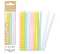 ScrapCooking 0358 - Candele lunghe torcenti pastello a spirale multicolore - Twisted Candles per torta di compleanno - Decorazione per bambini adulto, in paraffina con picchi