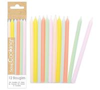 ScrapCooking 0361-12 Candele lunghe pastello - Candele multicolore per torta di compleanno - Decorazione per bambini adulti - Paraffina con picchi - Festa pasticceria