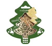 ScrapCooking 2092 - Kit taglierina + goffratore in legno di abete - Stampo per biscotti in rilievo - Stampo accessori pasticceria sabbiata